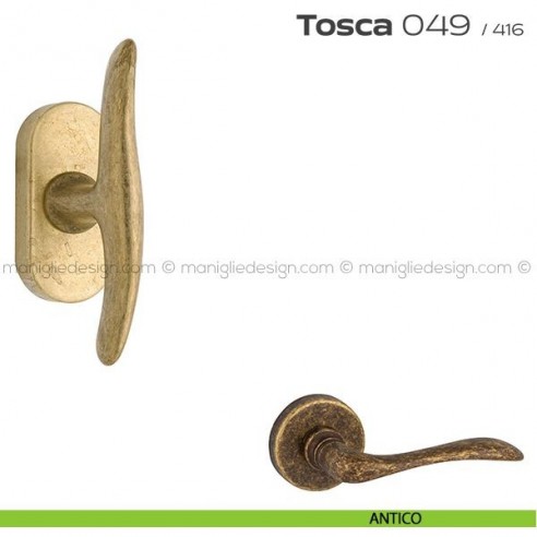Maniglia per finestra martellina DK impugnatura a T 049 Tosca Reguitti antico
