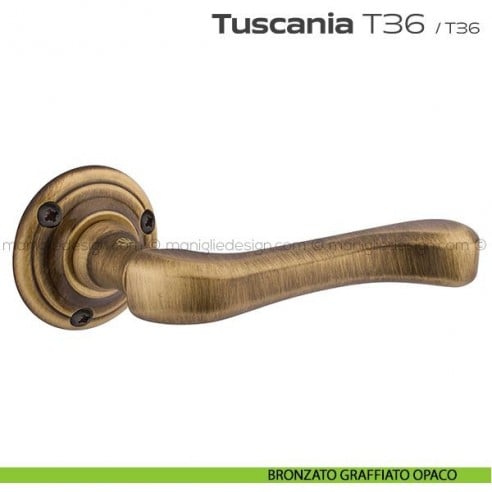 Maniglia per porta T36 Tuscania Reguitti con viti a vista bronzato graffiato opaco