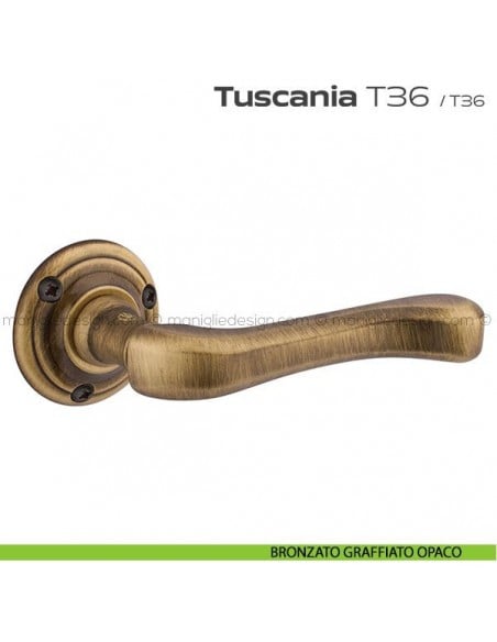 Maniglia per porta T36 Tuscania Reguitti con viti a vista bronzato graffiato opaco