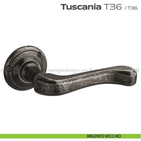 Maniglia per porta T36 Tuscania Reguitti con viti a vista argento vecchio