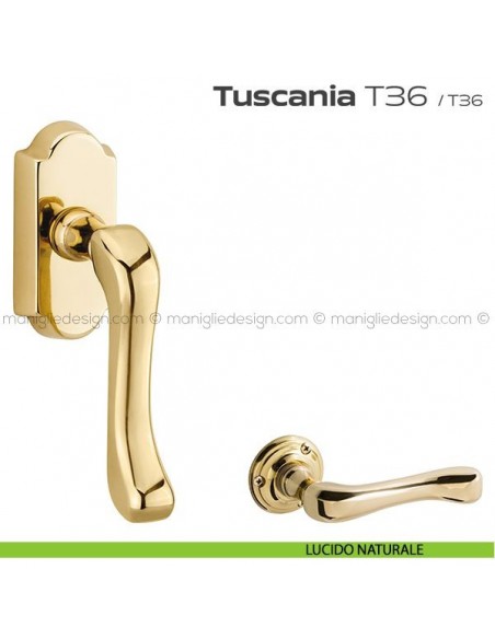 Maniglia per finestra martellina DK T36 Tuscania Reguitti lucido naturale