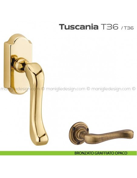 Maniglia per finestra martellina DK T36 Tuscania Reguitti bronzato graffiato opaco