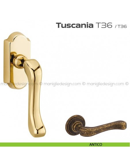 Maniglia per finestra martellina DK T36 Tuscania Reguitti antico