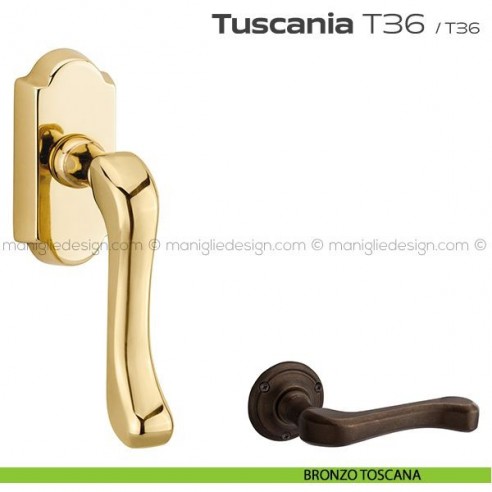 Maniglia per finestra martellina DK T36 Tuscania Reguitti bronzo toscana