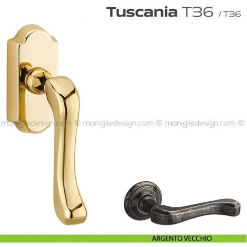 Maniglia per finestra martellina DK T36 Tuscania Reguitti argento vecchio