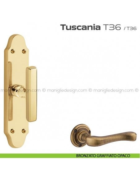 Maniglia per finestra cremonese T36 Tuscania Reguitti bronzato graffiato opaco