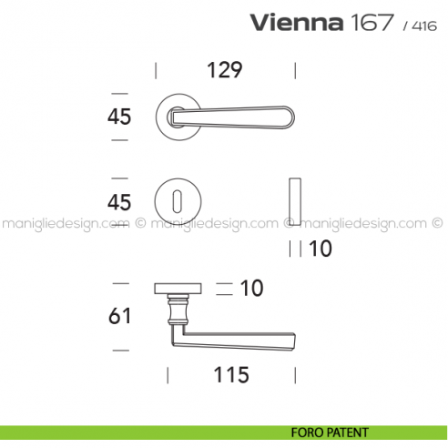 Maniglia per porta 167 Vienna Reguitti foro patent