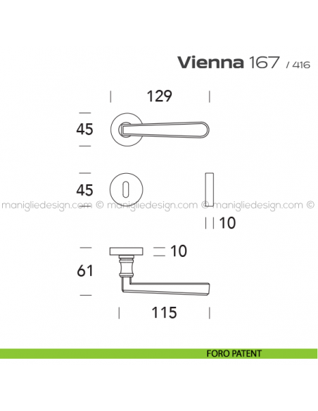 Maniglia per porta 167 Vienna Reguitti foro patent