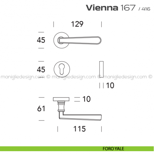 Maniglia per porta 167 Vienna Reguitti foro yale