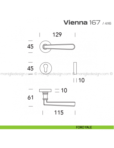 Maniglia per porta 167 Vienna Reguitti foro yale