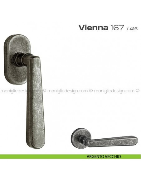 Maniglia martellina DK per finestra 167 Vienna Reguitti argento vecchio