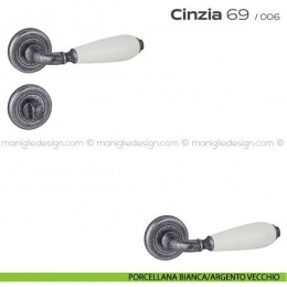 Maniglia porcellana per porta con nottolino 69 Cinzia Reguitti rosetta ad avvitare 2