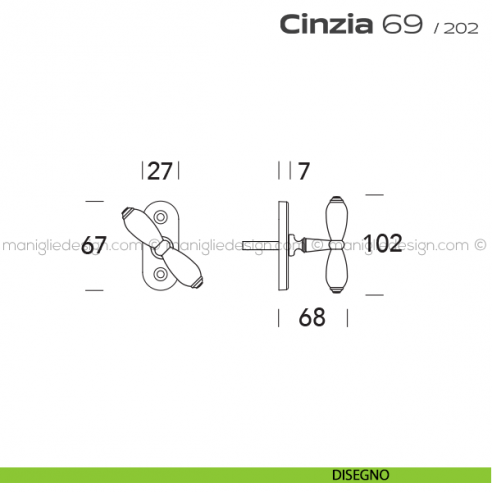 Maniglia per finestra martellina 069 Cinzia Reguitti disegno
