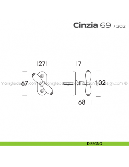Maniglia per finestra martellina 069 Cinzia Reguitti disegno