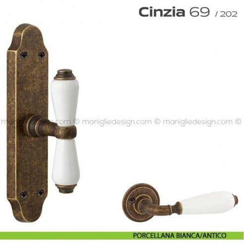 Maniglia per finestra cremonese 069 Cinzia Reguitti porcellana bianca/antico