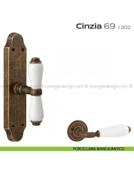 Maniglia per finestra cremonese 069 Cinzia Reguitti porcellana bianca/antico
