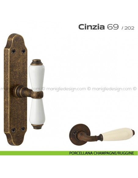 Maniglia per finestra cremonese 069 Cinzia Reguitti porcellana champagne/ruggine