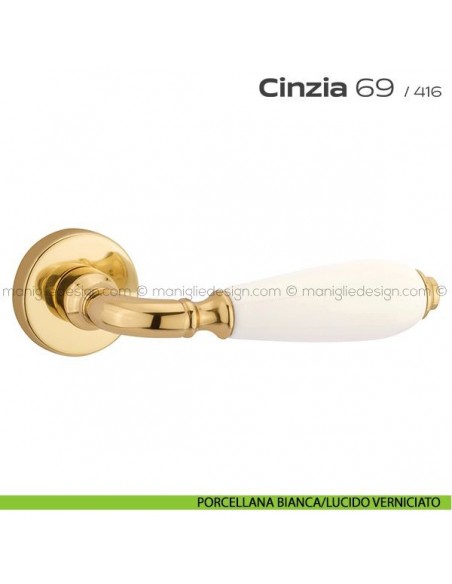 Maniglia con porcellana per porta 069 Cinzia Reguitti porcellana bianca/lucido verniciato