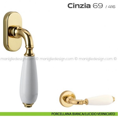 Maniglia martellina DK per finestra 069 Cinzia Reguitti porcellana bianca/lucido verniciato