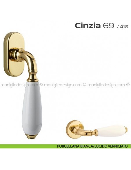 Maniglia martellina DK per finestra 069 Cinzia Reguitti porcellana bianca/lucido verniciato