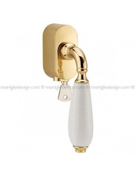 Maniglia per finestra martellina DK con chiave su placca 069 Cinzia Reguitti