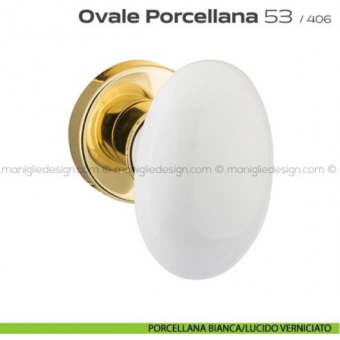 Pomolo per porta Ovale Porcellana 53 Reguitti porcellana bianca/lucido verniciato