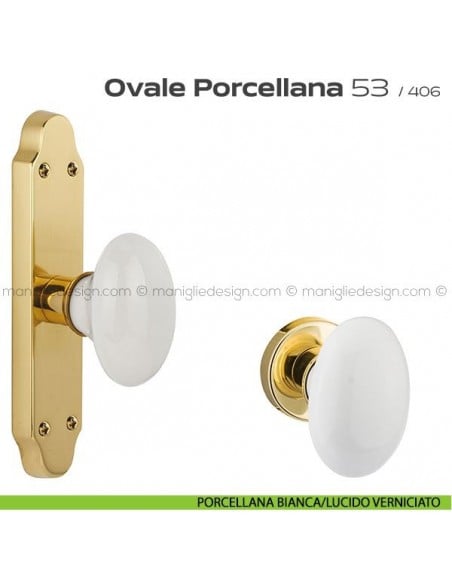 Maniglia per finestra cremonese 53 Ovale Porcellana Reguitti porcellana bianca/lucido verniciato
