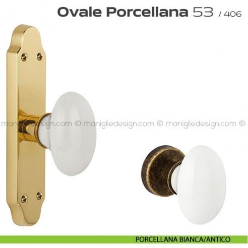 Maniglia per finestra cremonese 53 Ovale Porcellana Reguitti porcellana bianca/antico