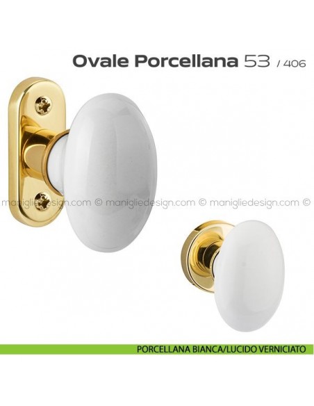 Maniglia per finestra martellina 53 Ovale Porcellana Reguitti porcellana bianca/lucido verniciato