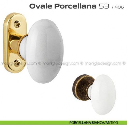 Maniglia per finestra martellina 53 Ovale Porcellana Reguitti porcellana bianca/antico