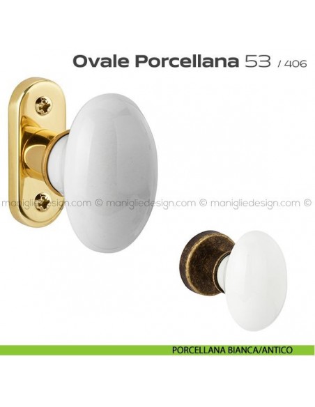 Maniglia per finestra martellina 53 Ovale Porcellana Reguitti porcellana bianca/antico
