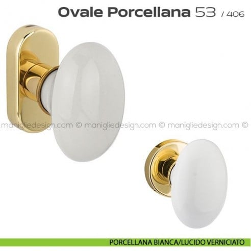 Maniglia per finestra martellina DK impugnatura a T 53 Ovale Porcellana Reguitti porcellana bianca/lucido verniciato