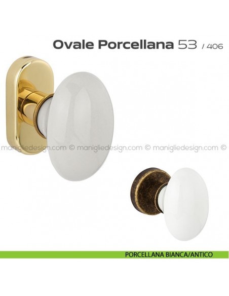 Maniglia per finestra martellina DK impugnatura a T 53 Ovale Porcellana Reguitti porcellana bianca/antico