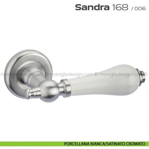 Maniglia con porcellana per porta 168 Sandra Reguitti porcellana bianca/satinato cromato