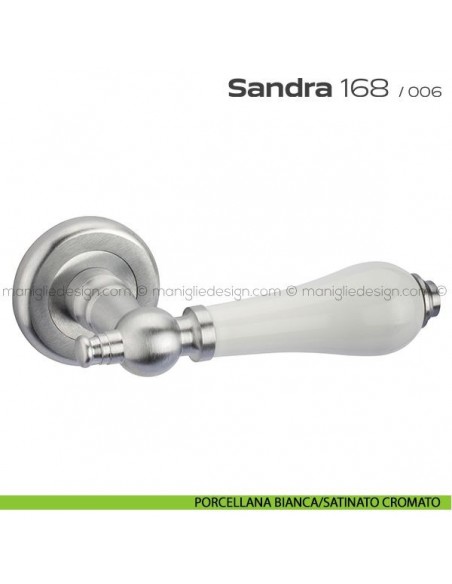 Maniglia con porcellana per porta 168 Sandra Reguitti porcellana bianca/satinato cromato