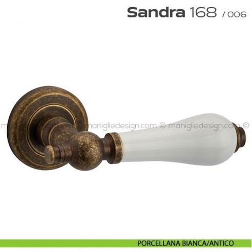 Maniglia con porcellana per porta 168 Sandra Reguitti porcellana bianca/antico