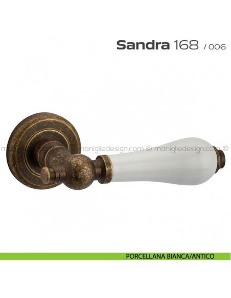 Maniglia con porcellana per porta 168 Sandra Reguitti porcellana bianca/antico