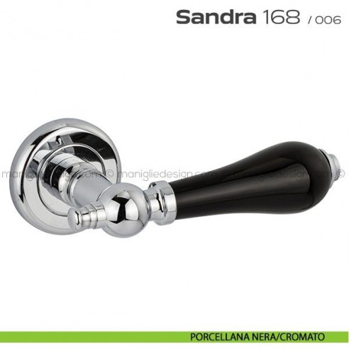 Maniglia con porcellana per porta 168 Sandra Reguitti porcellana nera/cromato