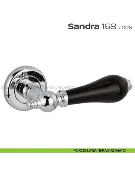 Maniglia con porcellana per porta 168 Sandra Reguitti porcellana nera/cromato