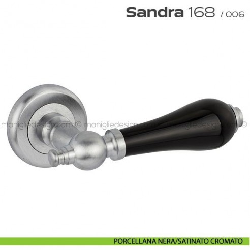 Maniglia con porcellana per porta 168 Sandra Reguitti porcellana nera/cromato satinato