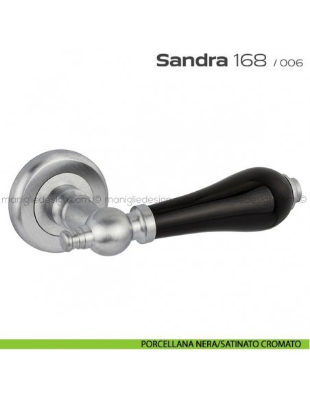 Maniglia con porcellana per porta 168 Sandra Reguitti porcellana nera/cromato satinato