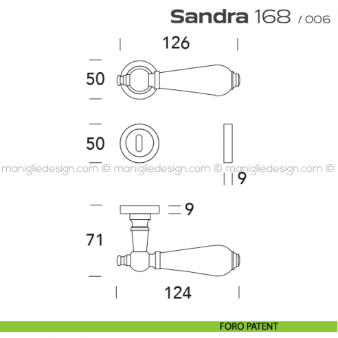 Maniglia con porcellana per porta 168 Sandra Reguitti foro patent
