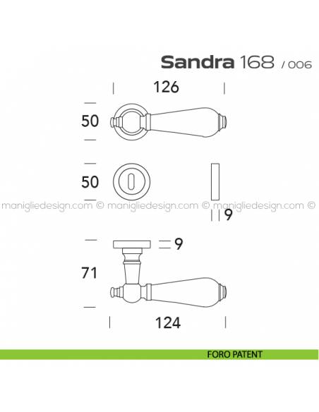 Maniglia con porcellana per porta 168 Sandra Reguitti foro patent