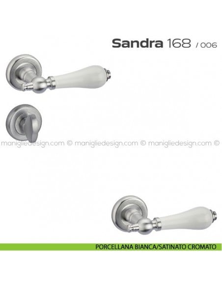 Maniglia con porcellana per porta con nottolino 168 Sandra Reguitti porcellana bianca/satinato cromato