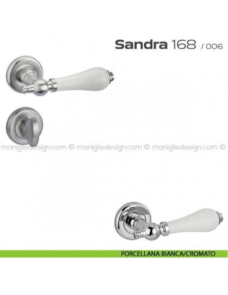 Maniglia con porcellana per porta con nottolino 168 Sandra Reguitti porcellana bianca/cromato