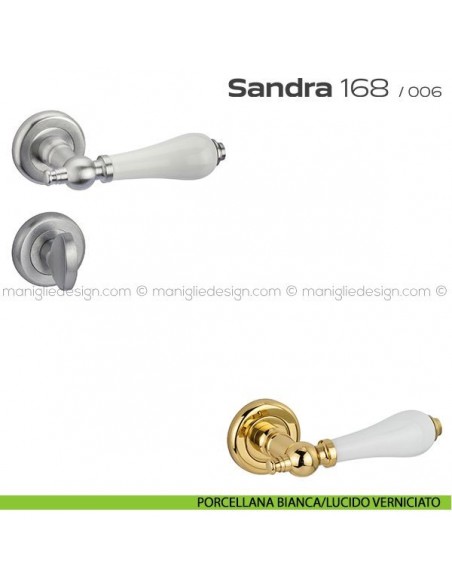 Maniglia con porcellana per porta con nottolino 168 Sandra Reguitti porcellana bianca/lucido verniciato