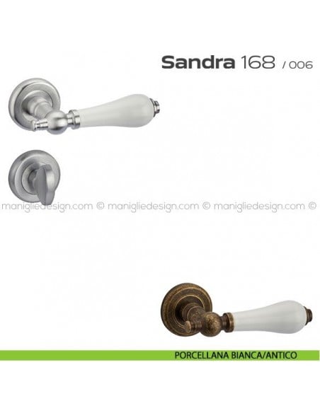 Maniglia con porcellana per porta con nottolino 168 Sandra Reguitti porcellana bianca/antico