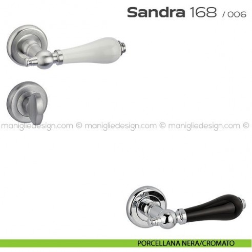 Maniglia con porcellana per porta con nottolino 168 Sandra Reguitti porcellana nera/cromato