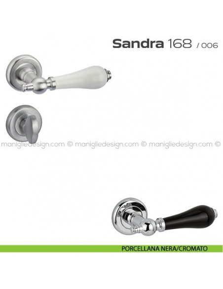 Maniglia con porcellana per porta con nottolino 168 Sandra Reguitti porcellana nera/cromato
