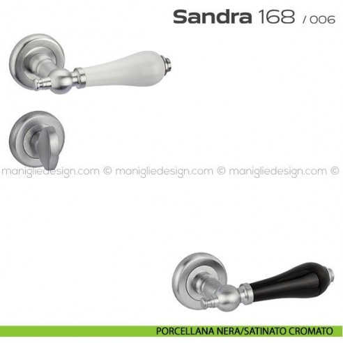 Maniglia con porcellana per porta con nottolino 168 Sandra Reguitti porcellana nera/satinato cromato
